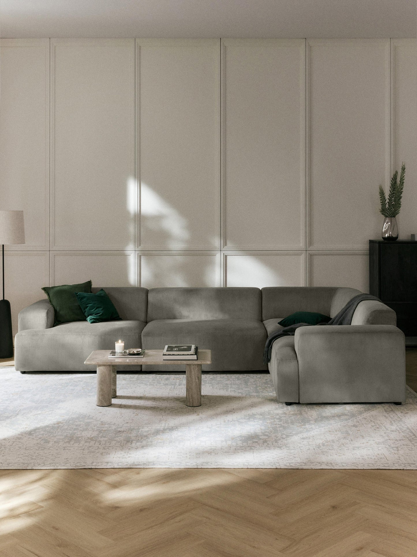 Großes Cord-Ecksofa Melva (4-Sitzer)