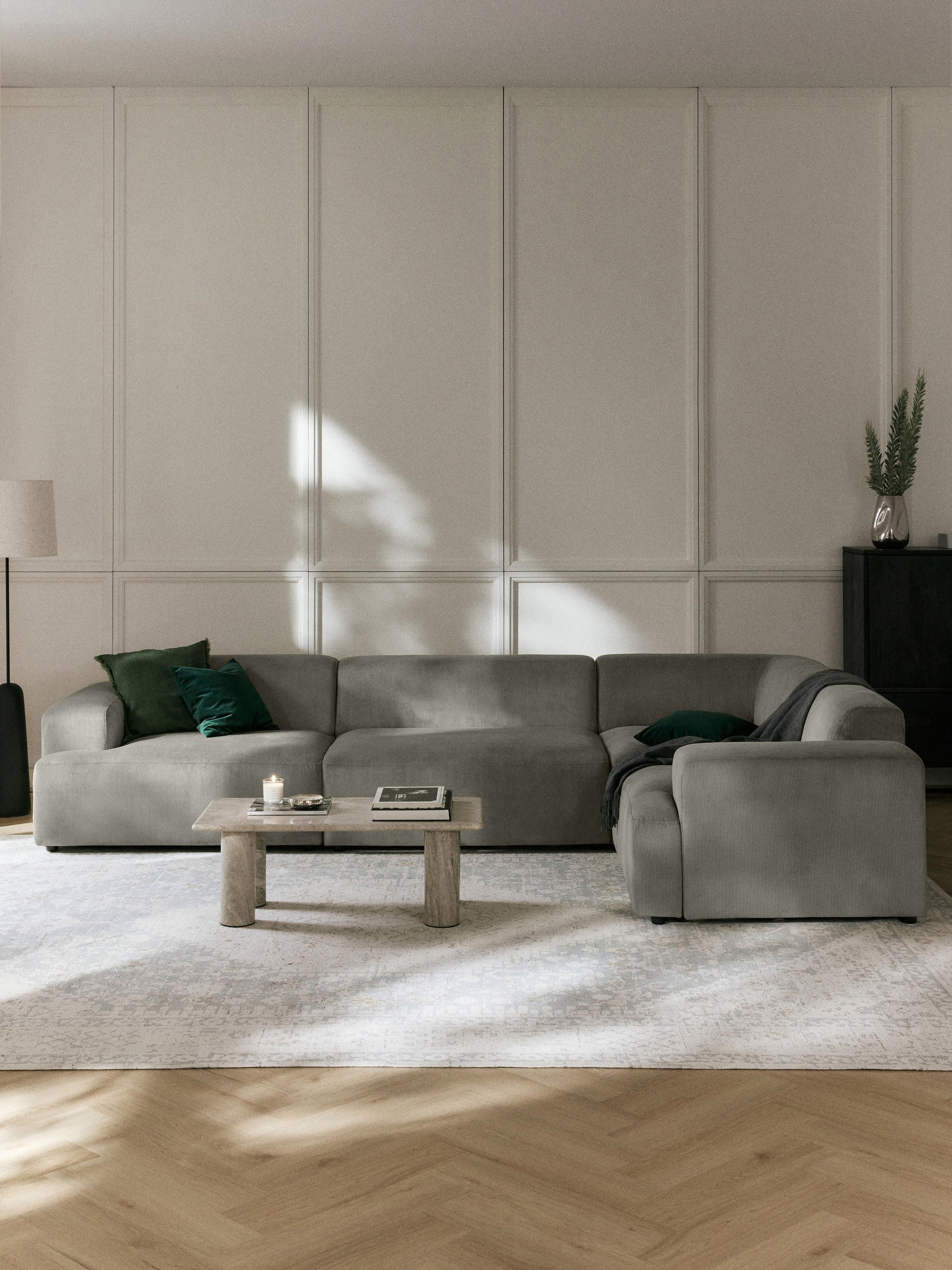 Großes Cord-Ecksofa Melva (4-Sitzer)