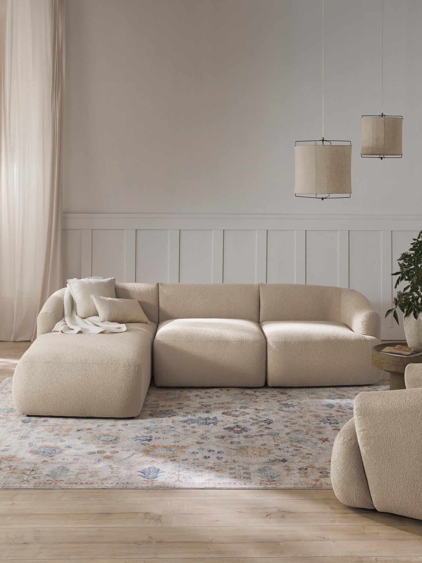 Modulares Bouclé-Ecksofa Sofia (3-Sitzer)