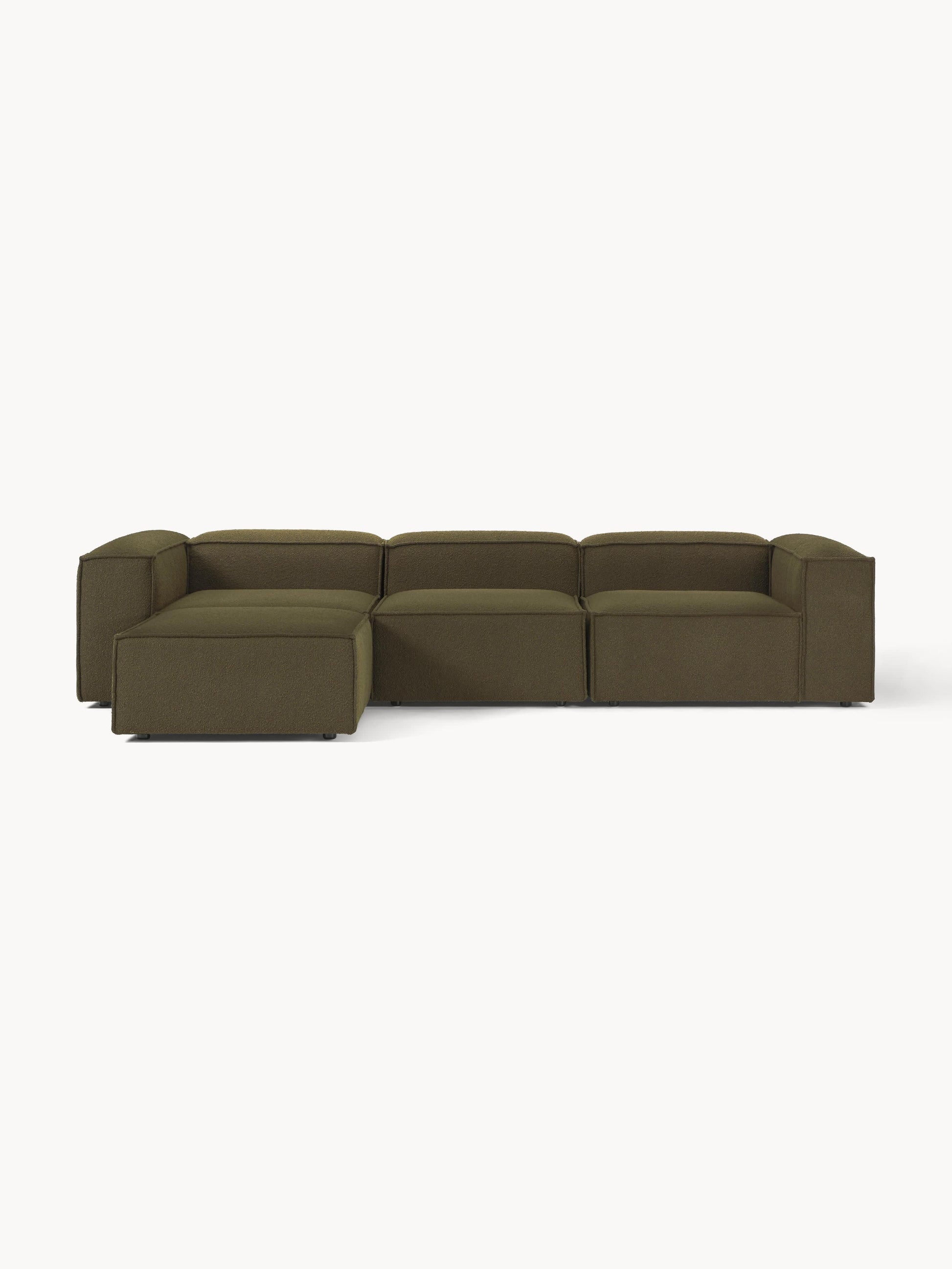 Modulares Sofa Lennon (4-Sitzer) aus Bouclé mit Hocker (links/rechts)