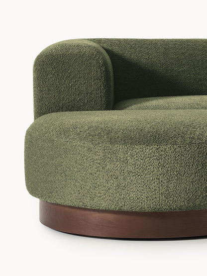 Modulares Sofa Natalie (3-Sitzer) aus Teddy-Bouclé mit Hocker (links/rechts)
