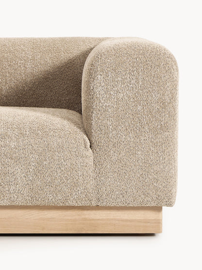 Modulare Ottomane Natalie aus Teddy-Bouclé mit Hocker (links/rechts)