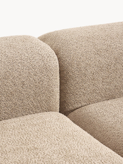 Modulare Ottomane Natalie aus Teddy-Bouclé mit Hocker (links/rechts)