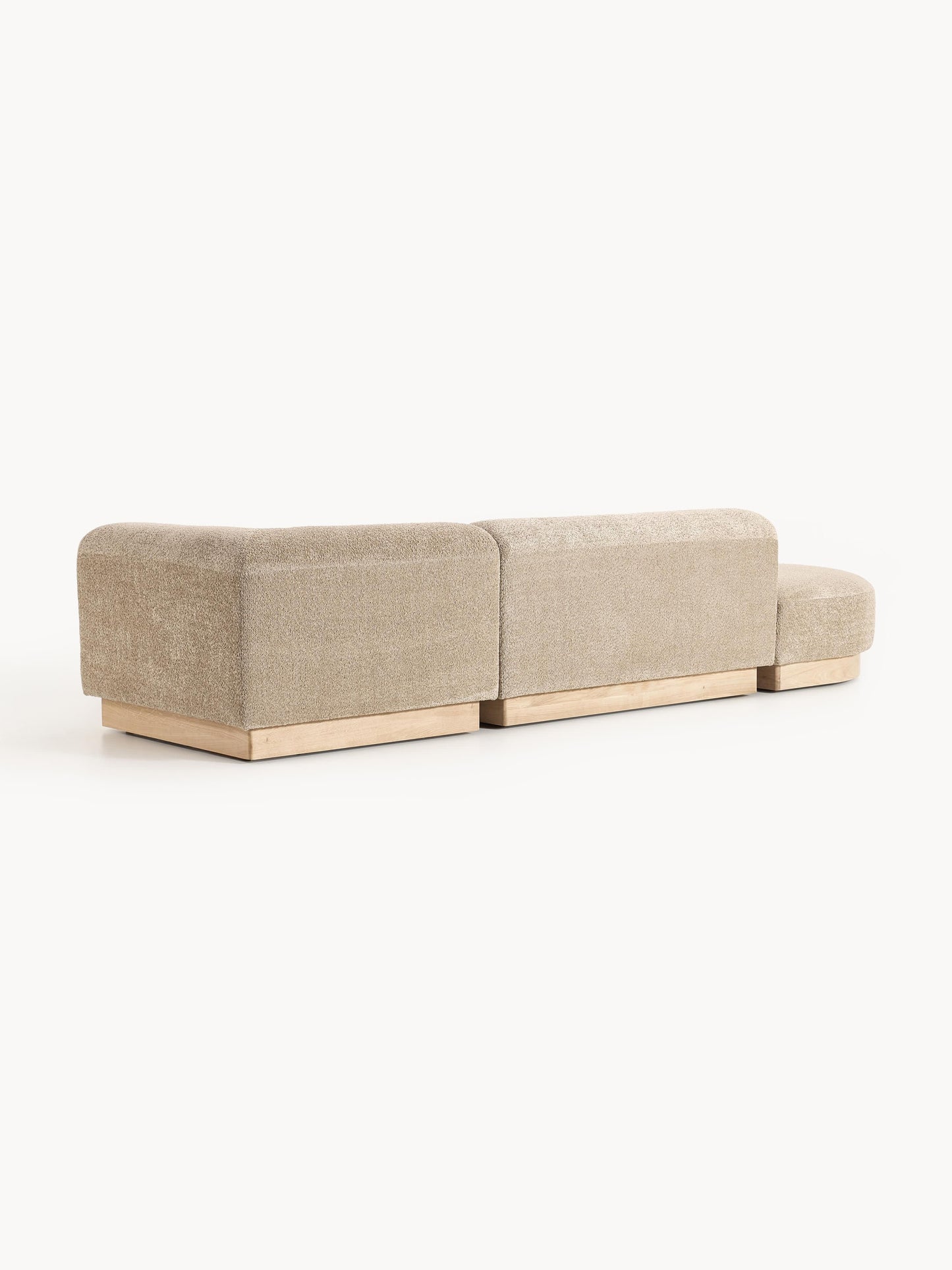 Modulare Ottomane Natalie aus Teddy-Bouclé mit Hocker (links/rechts)