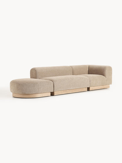 Modulare Ottomane Natalie aus Teddy-Bouclé mit Hocker (links/rechts)