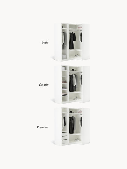 Modularer Eck-Kleiderschrank Simone, 165 cm Breite, in verschiedenen Größen