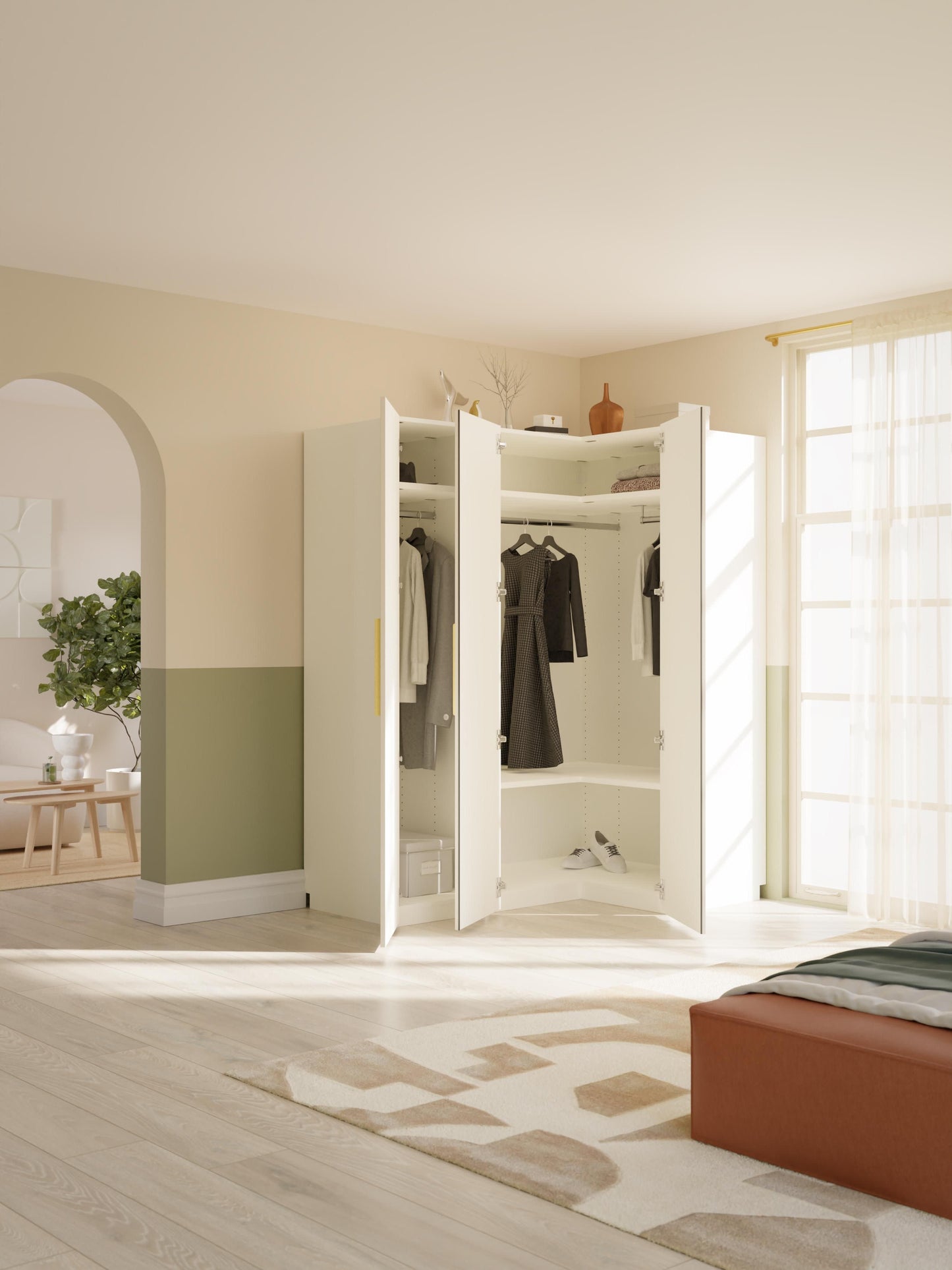 Modularer Eck-Kleiderschrank Simone, 165 cm Breite, in verschiedenen Größen