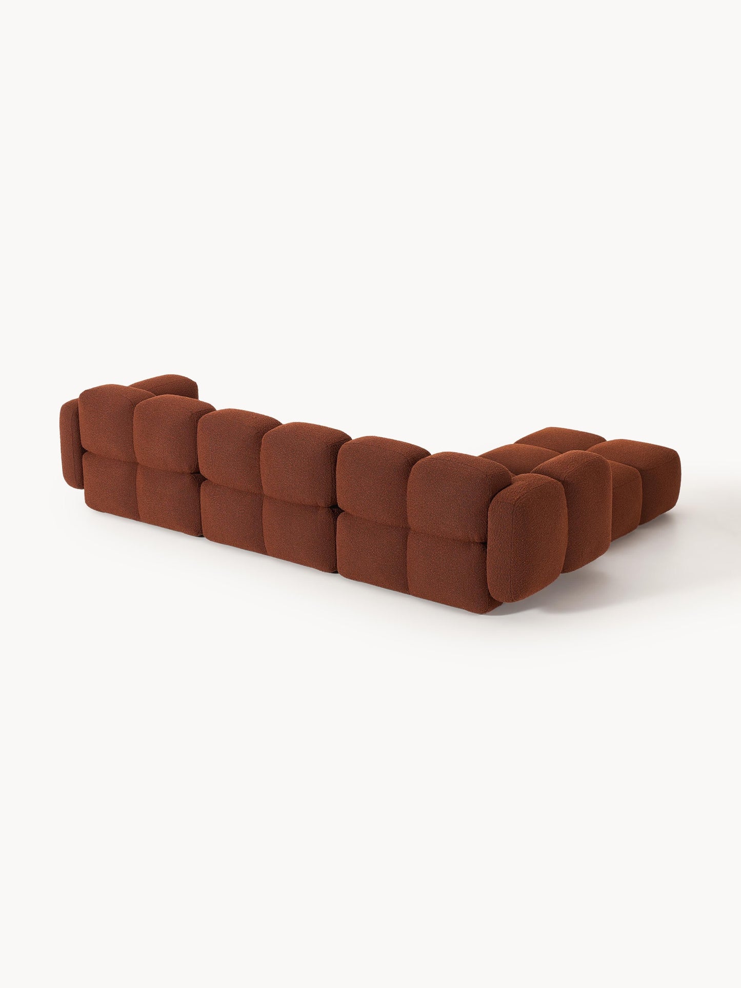 Modulares Sofa Tayla (4-Sitzer) aus Bouclé mit Hocker (links/rechts)
