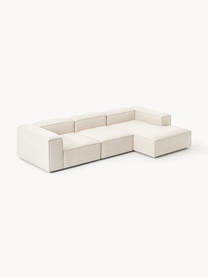 Modulares Ecksofa Lennon (4-Sitzer) aus Leinen-Mix