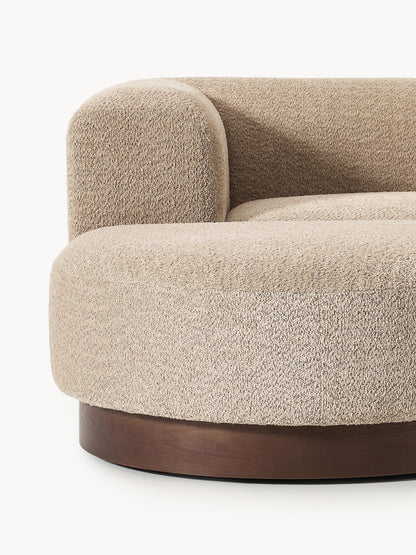 Modulares Sofa Natalie (3-Sitzer) aus Teddy-Bouclé mit Hocker (links/rechts)