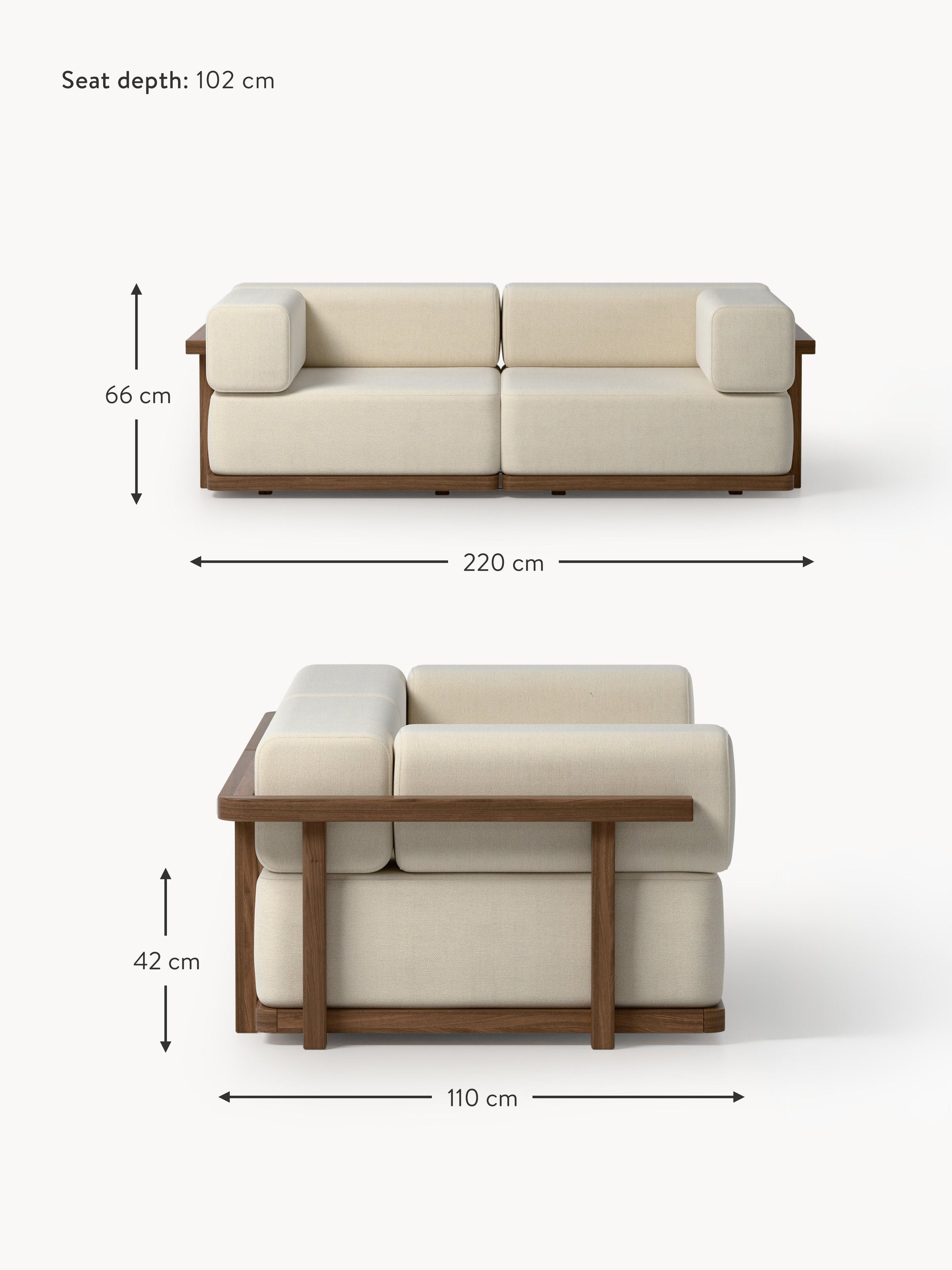 Garten-Loungesofa Matheus (2-Sitzer) aus Akazienholz