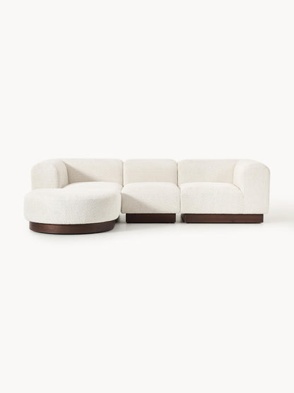 Galeriebild 1 - Modulares Sofa Natalie (3-Sitzer) aus Teddy-Bouclé mit Hocker (links/rechts)
