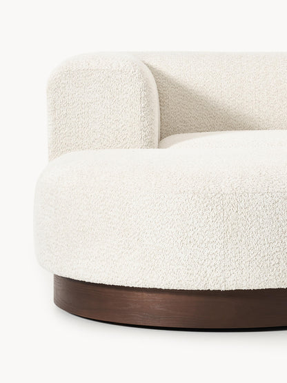 Modulares Sofa Natalie (3-Sitzer) aus Teddy-Bouclé mit Hocker (links/rechts)