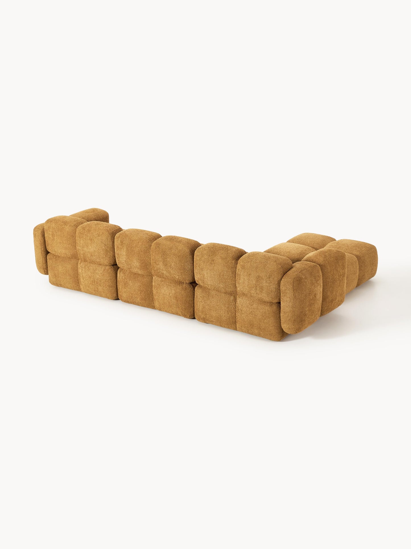 Modulares Sofa Tayla (4-Sitzer) aus Teddy-Bouclé mit Hocker (links/rechts)