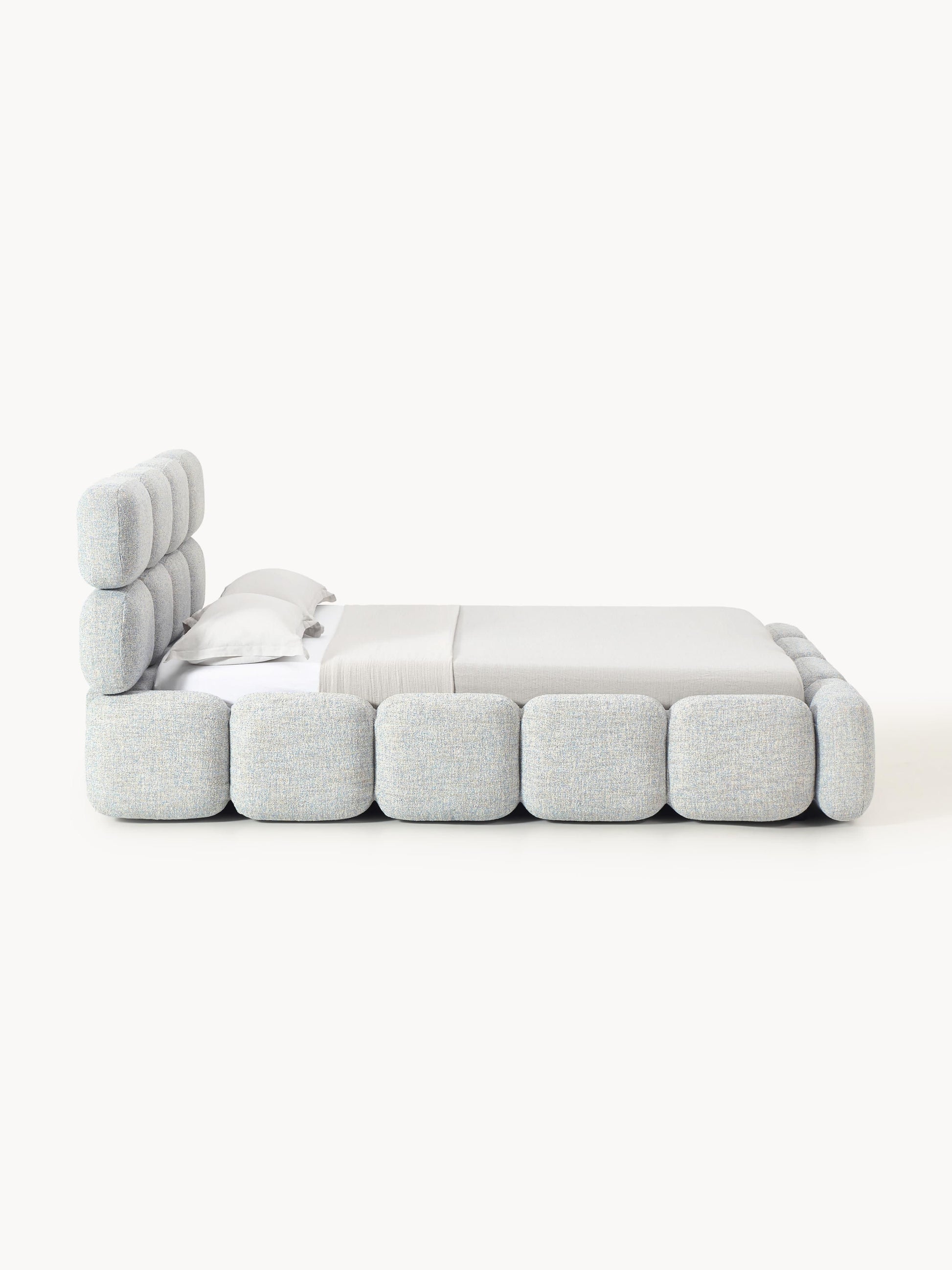 Polsterbett Tayla aus Bouclé mit Stauraum