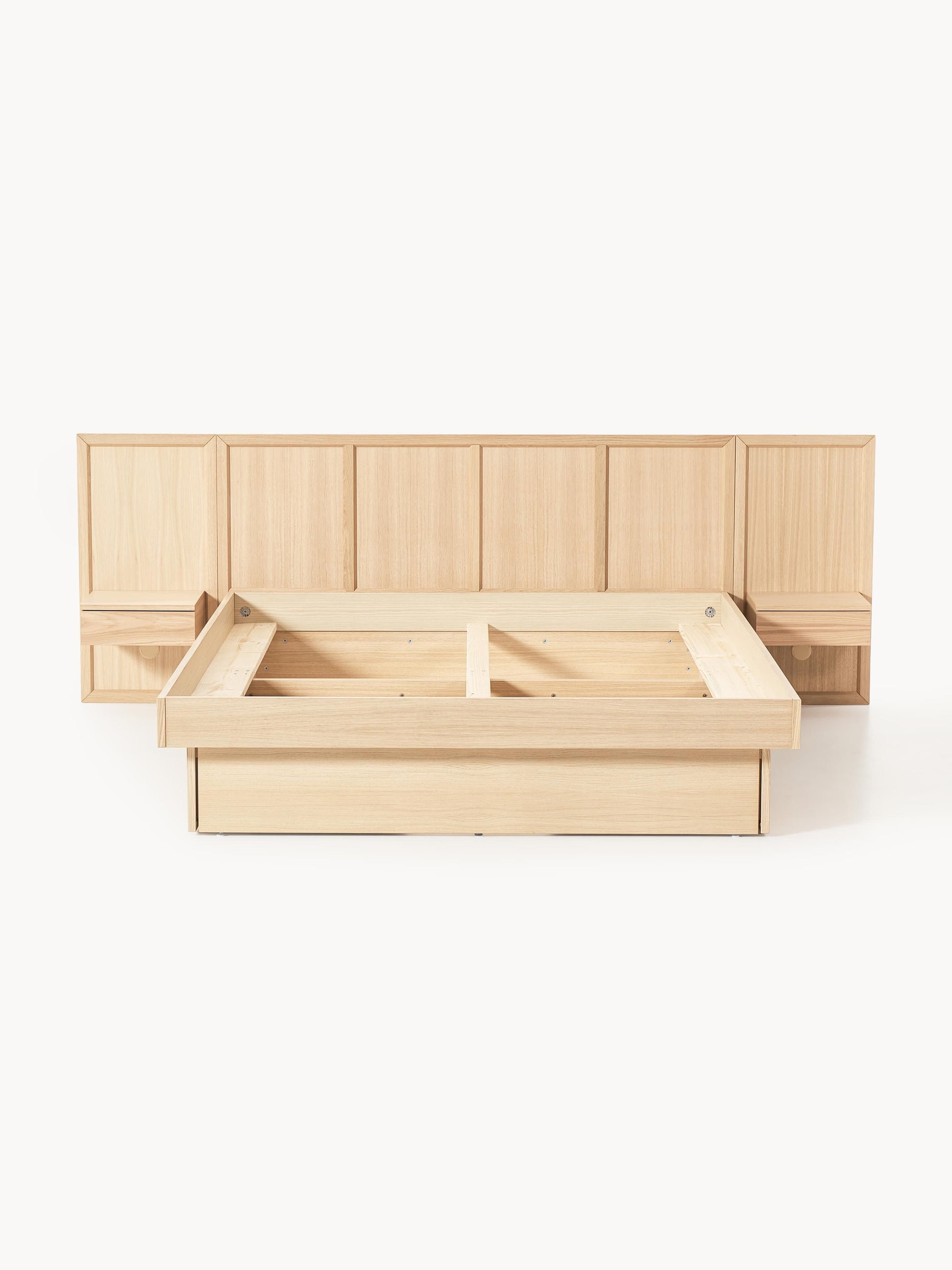 Holzbett Nanto mit Nachttischen und Kopfteil