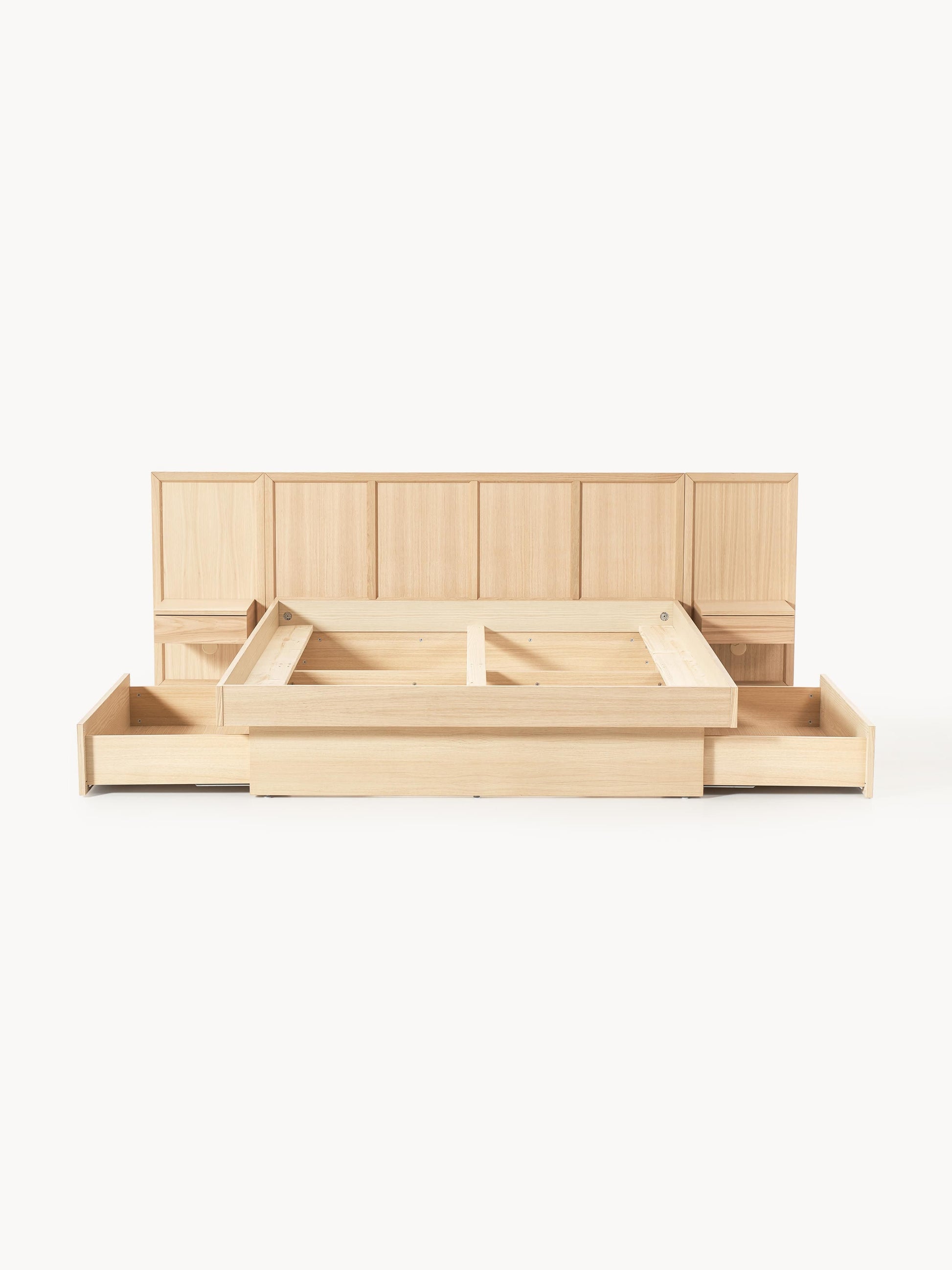 Holzbett Nanto mit Nachttischen und Kopfteil
