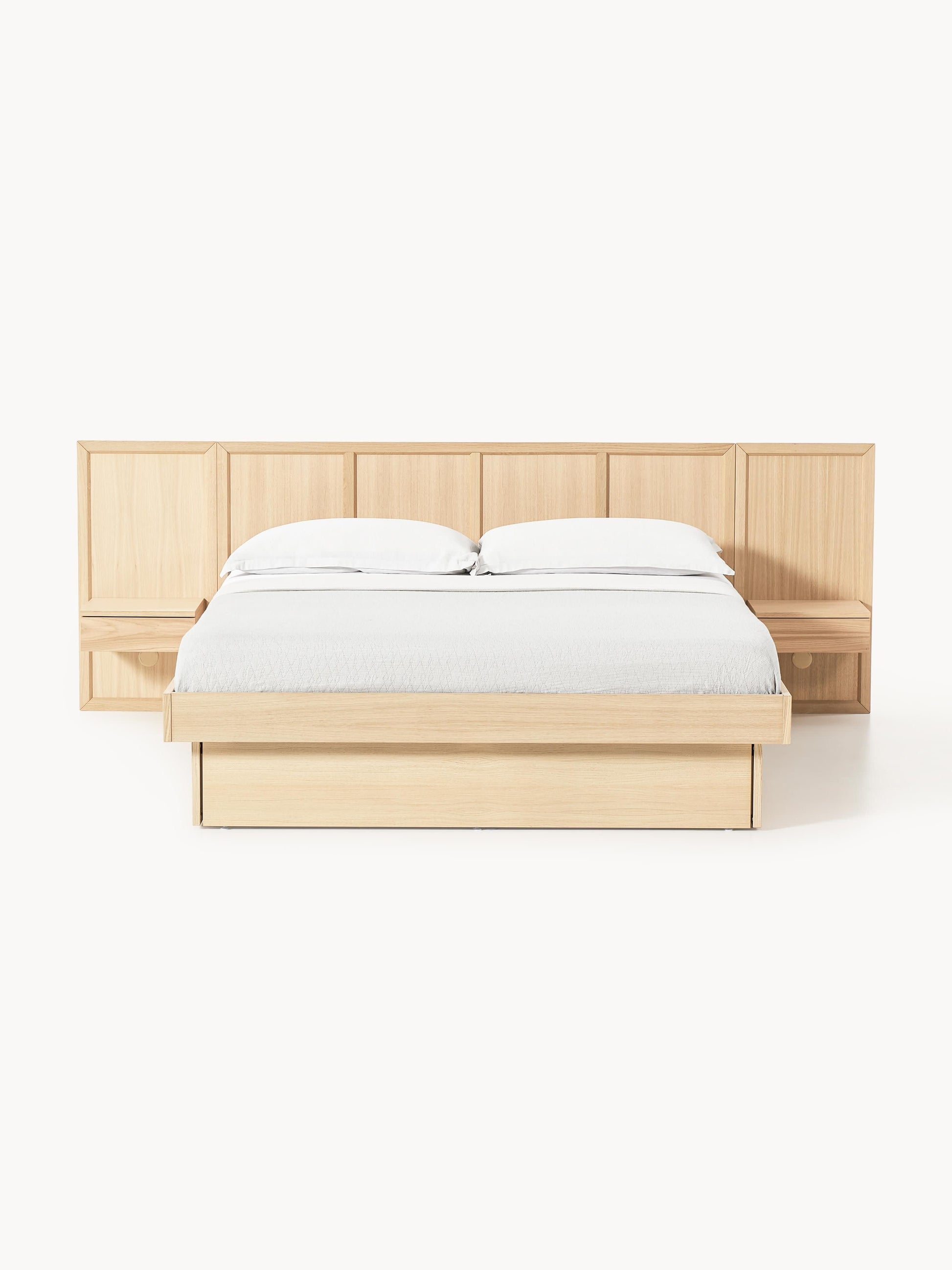 Holzbett Nanto mit Nachttischen und Kopfteil