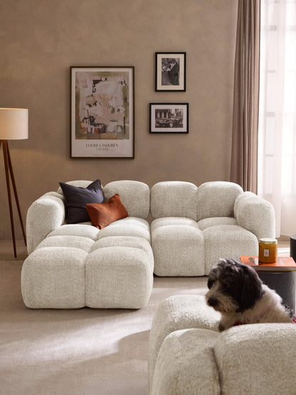 Sofa-Hocker Tayla aus Teddy-Bouclé