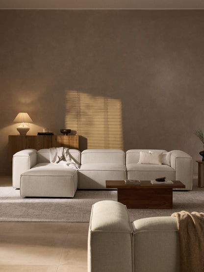 Modulares Sofa Lennon (4-Sitzer) aus Leinen-Mix mit Hocker (links/rechts)