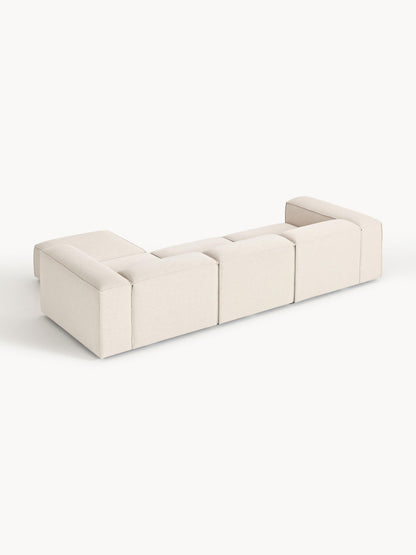 Modulares Sofa Lennon (4-Sitzer) aus Leinen-Mix mit Hocker (links/rechts)