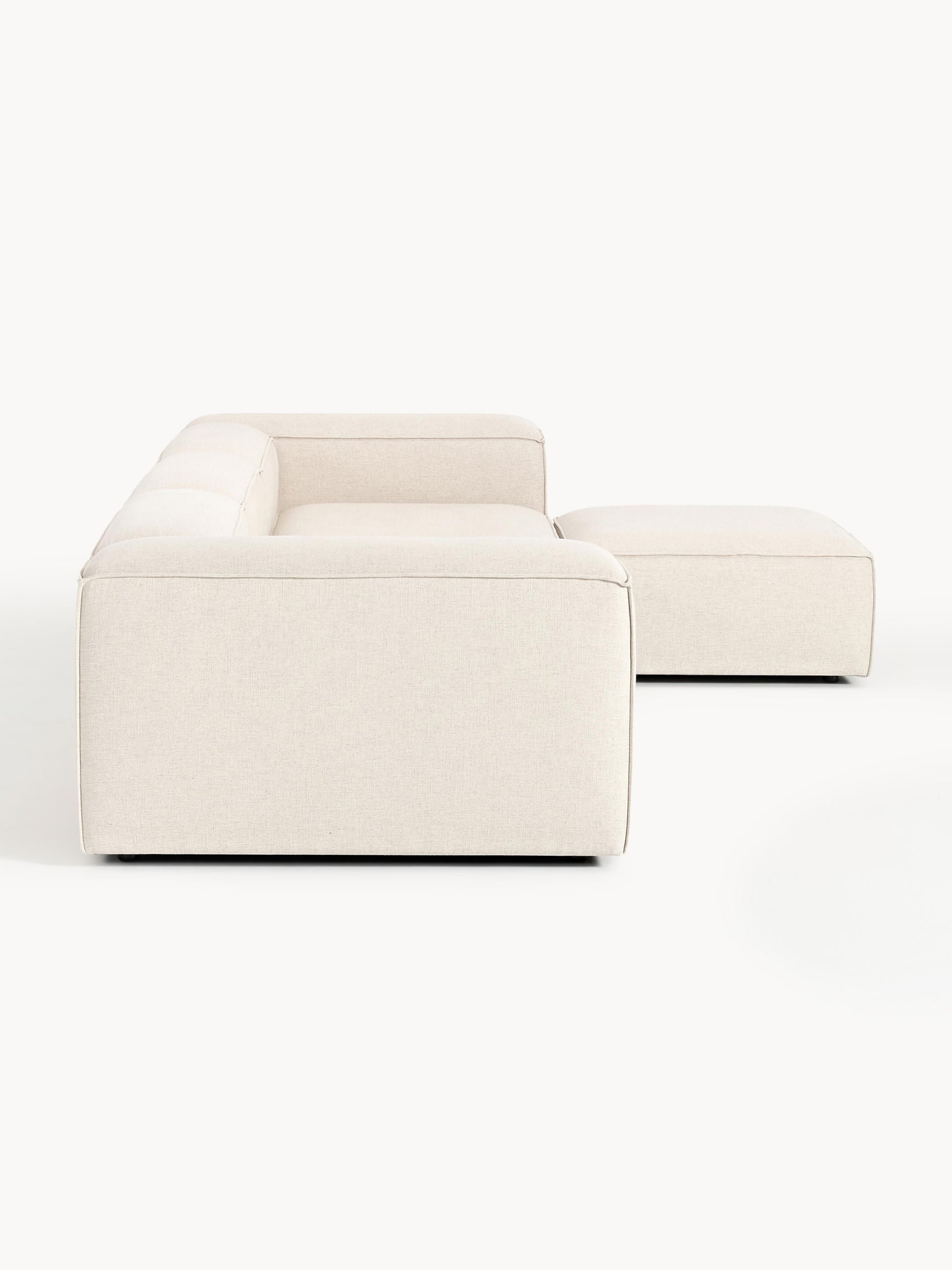 Modulares Sofa Lennon (4-Sitzer) aus Leinen-Mix mit Hocker (links/rechts)