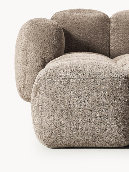 Modulares Sofa Tayla (4-Sitzer) aus Teddy-Bouclé mit Hocker (links/rechts)