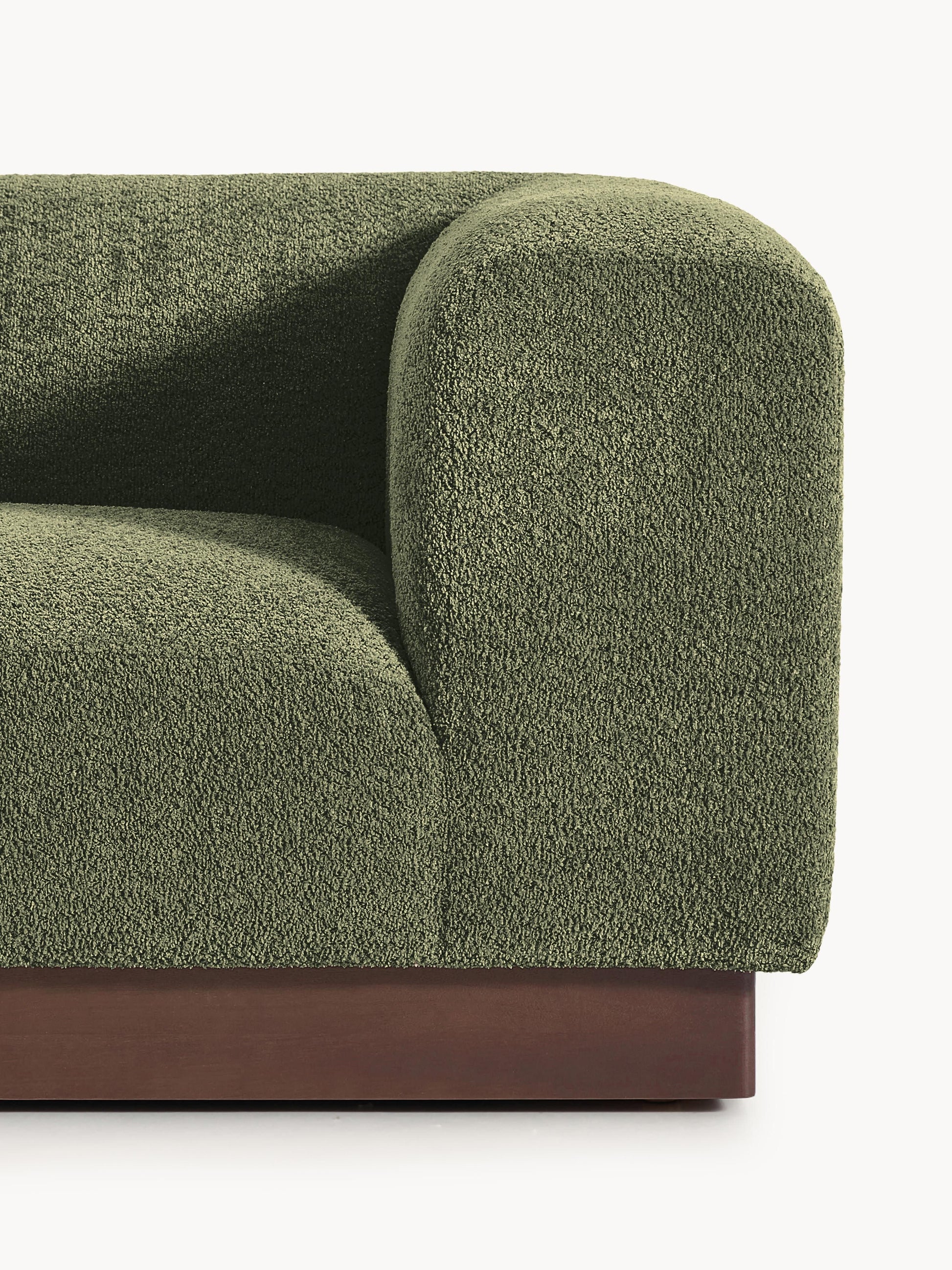 Modulare Ottomane Natalie aus Teddy-Bouclé mit Hocker (links/rechts)