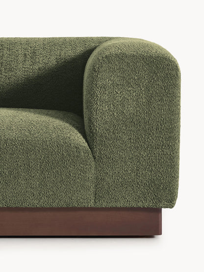 Modulare Ottomane Natalie aus Teddy-Bouclé mit Hocker (links/rechts)