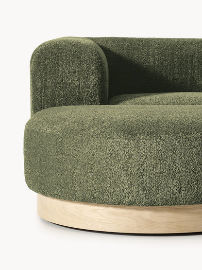 Modulares Sofa Natalie (3-Sitzer) aus Teddy-Bouclé mit Hocker (links/rechts)