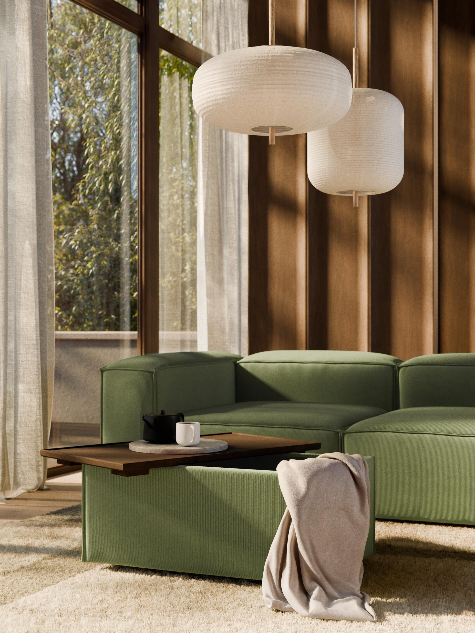 Sofa-Hocker Lennon aus Cord mit Stauraum