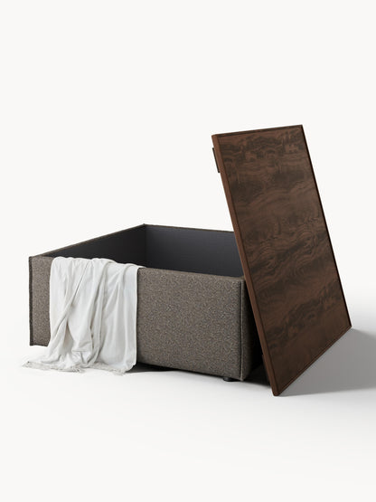 Bouclé-Sofa-Ottomane Lennon mit Stauraum