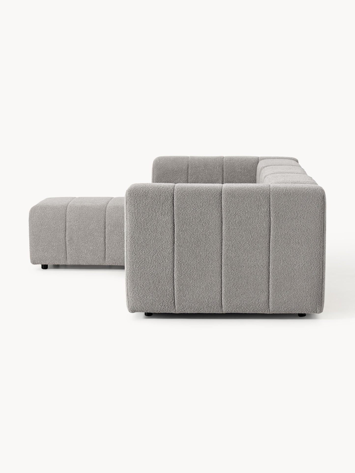 Modulares Bouclé-Sofa Lena (4-Sitzer) mit Hocker (links/rechts)