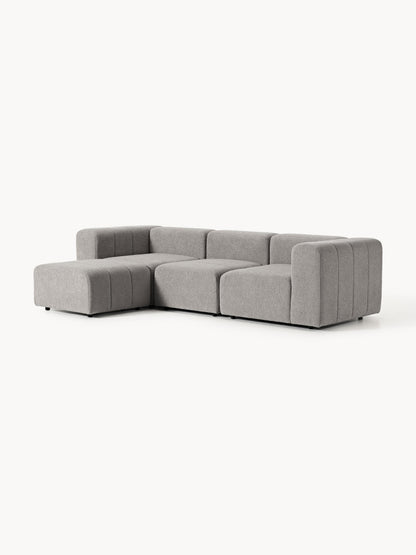Modulares Bouclé-Sofa Lena (4-Sitzer) mit Hocker (links/rechts)