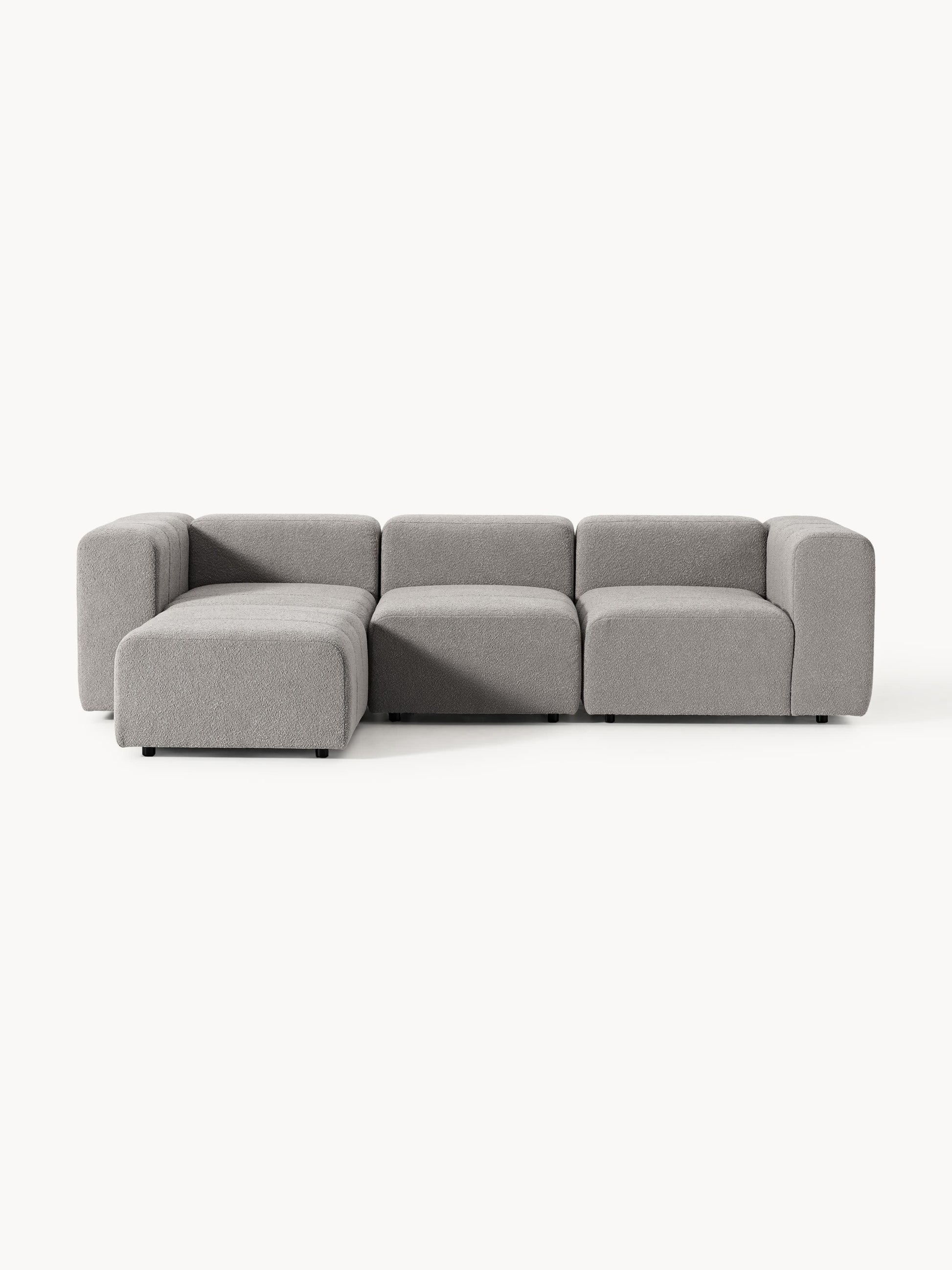 Galeriebild 1 - Modulares Bouclé-Sofa Lena (4-Sitzer) mit Hocker (links/rechts)
