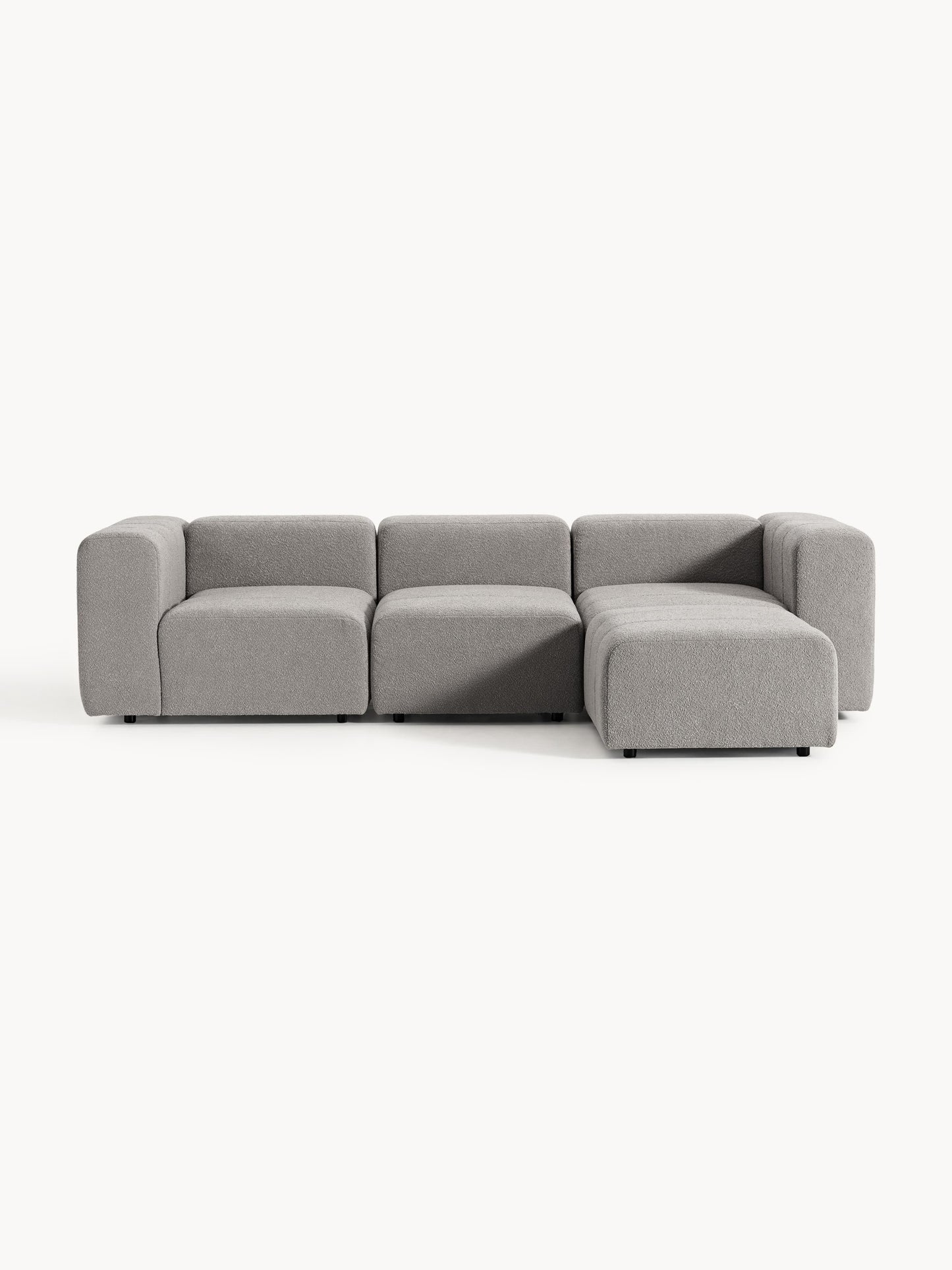Modulares Bouclé-Sofa Lena (4-Sitzer) mit Hocker (links/rechts)