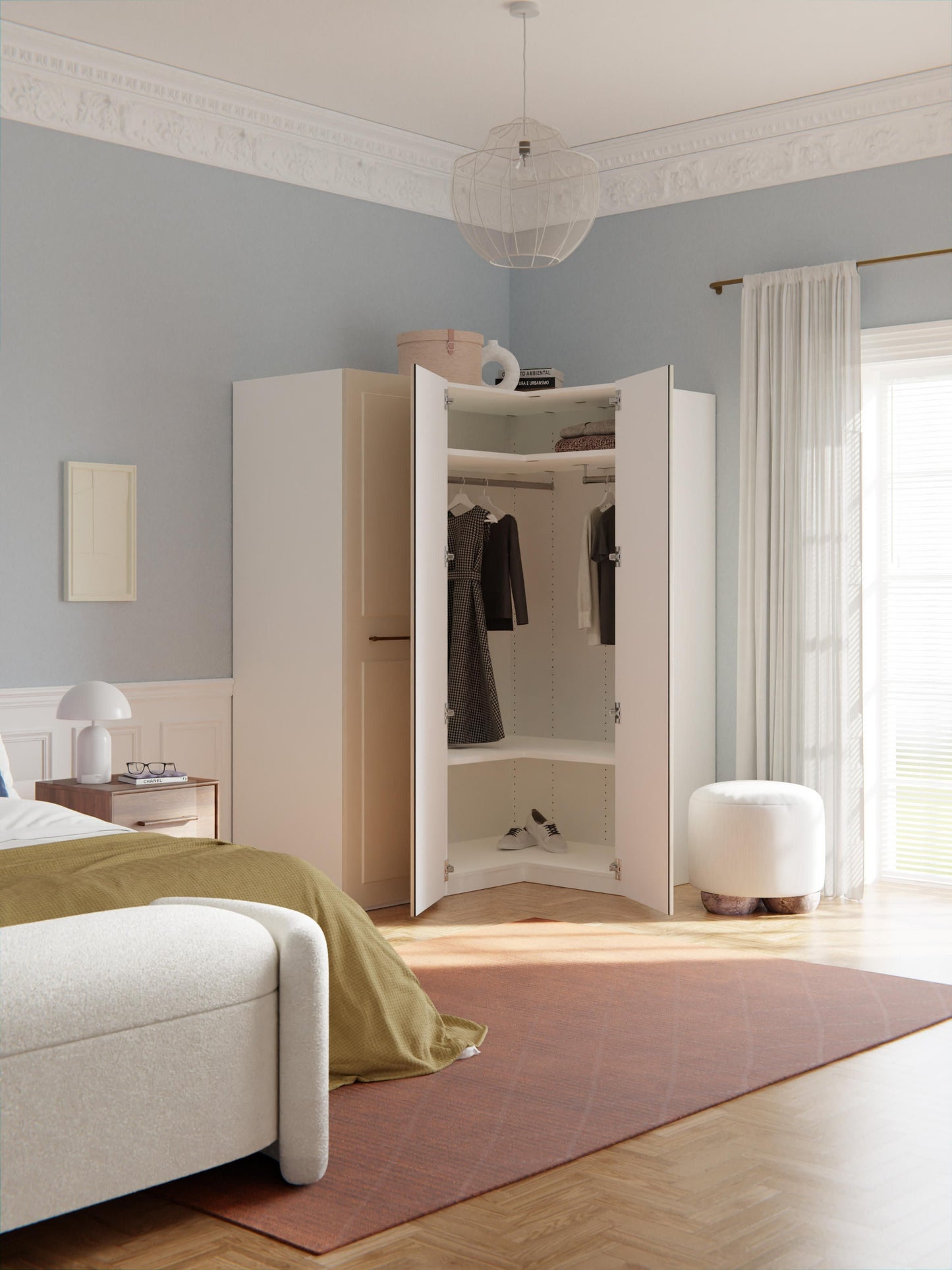 Modularer Eck-Kleiderschrank Charlotte, 165 cm Breite, in verschiedenen Größen