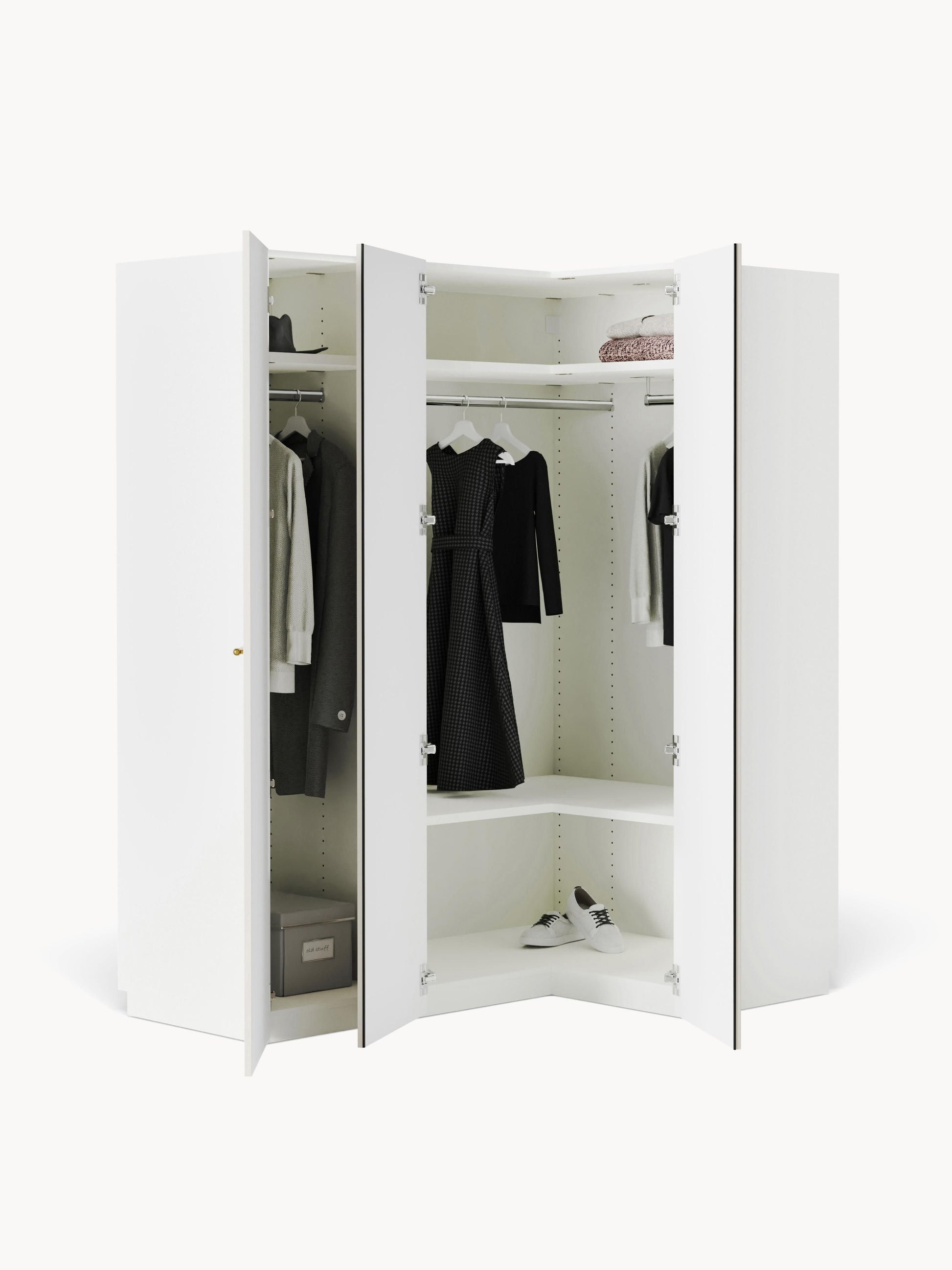 Modularer Eck-Kleiderschrank Charlotte, 165 cm Breite, in verschiedenen Größen