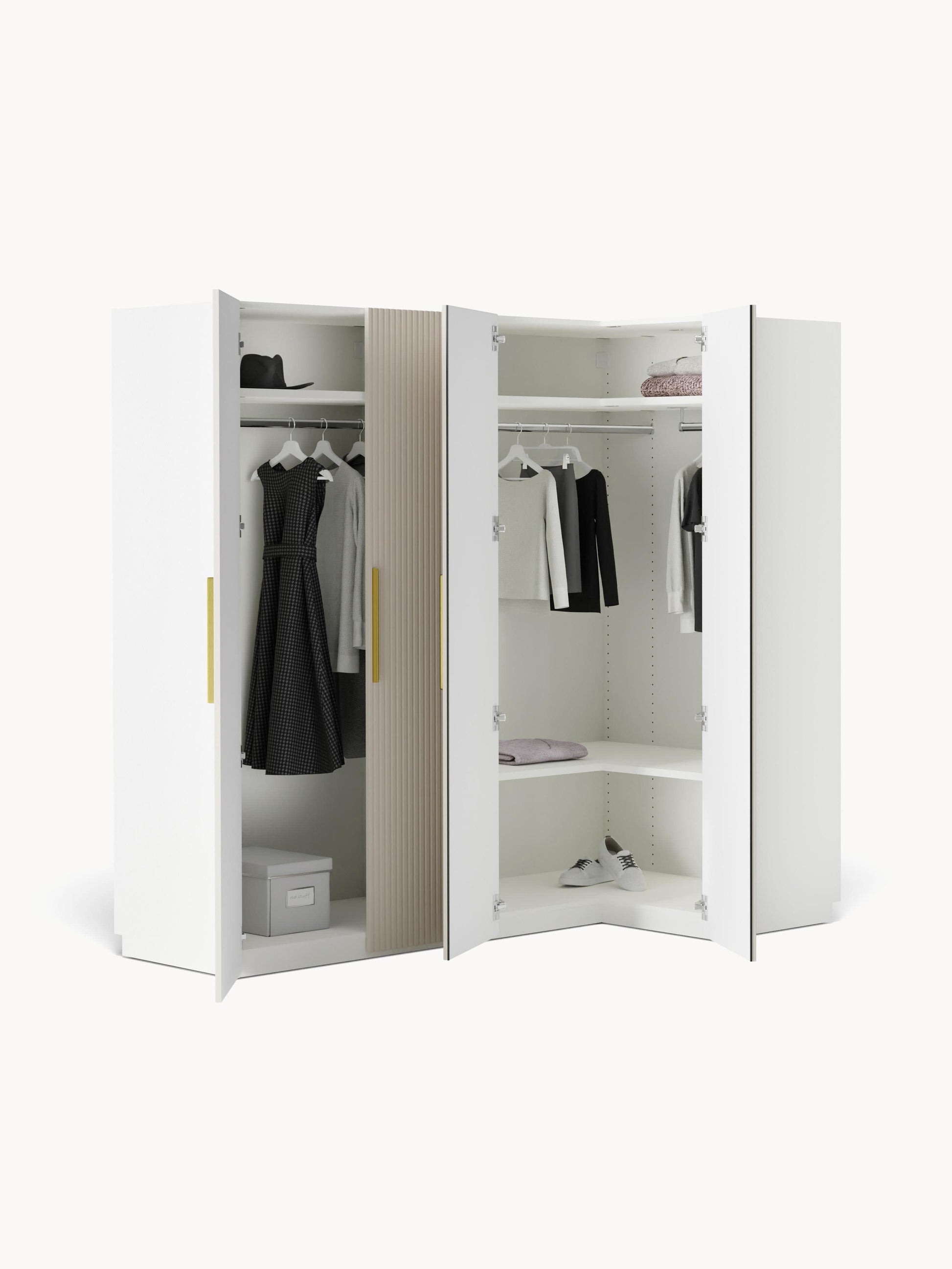Modularer Eck-Kleiderschrank Simone, 215 cm Breite, in verschiedenen Größen