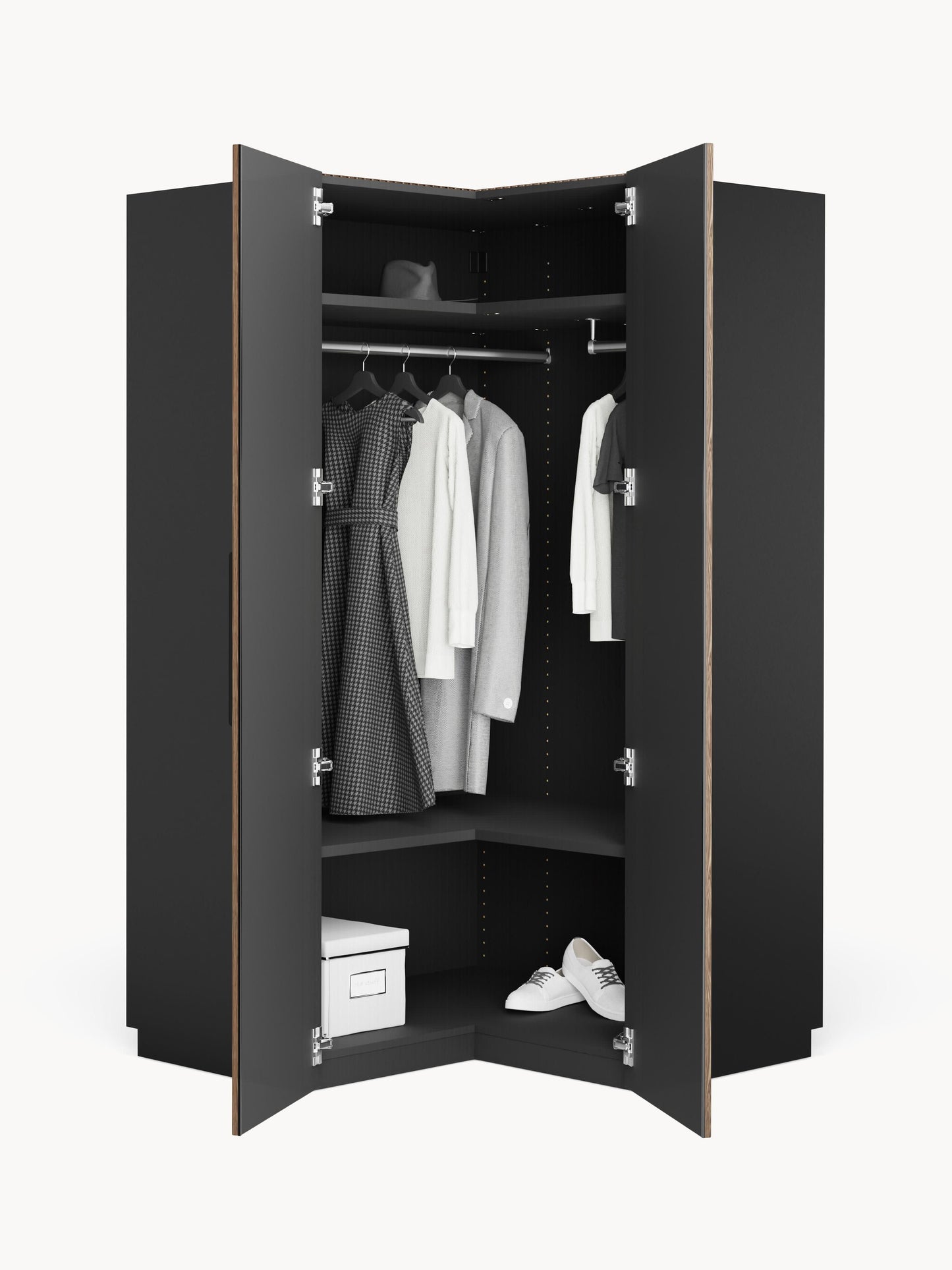 Modularer Eck-Kleiderschrank Simone, 115 cm Breite