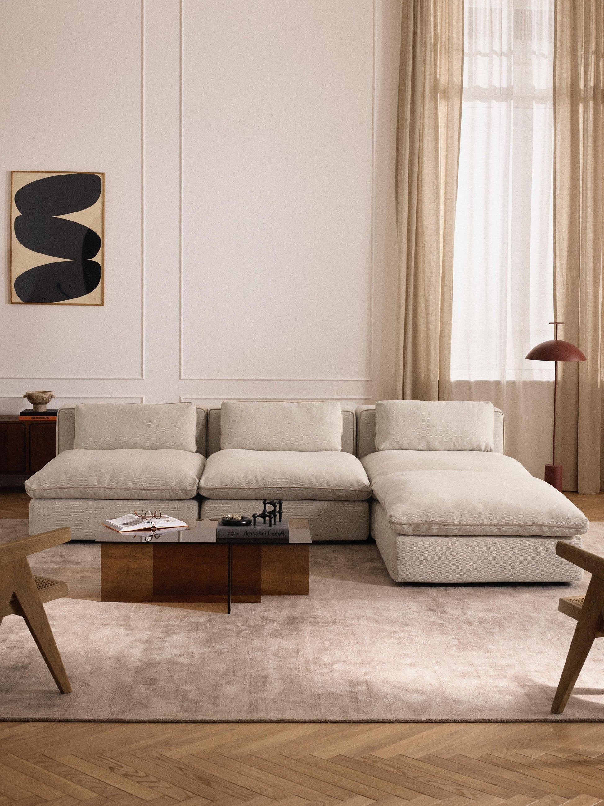 Modulares XL-Sofa Felix mit Hocker (links/rechts)