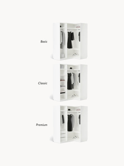 Modularer Eck-Kleiderschrank Leon, 165 cm Breite, in verschiedenen Größen
