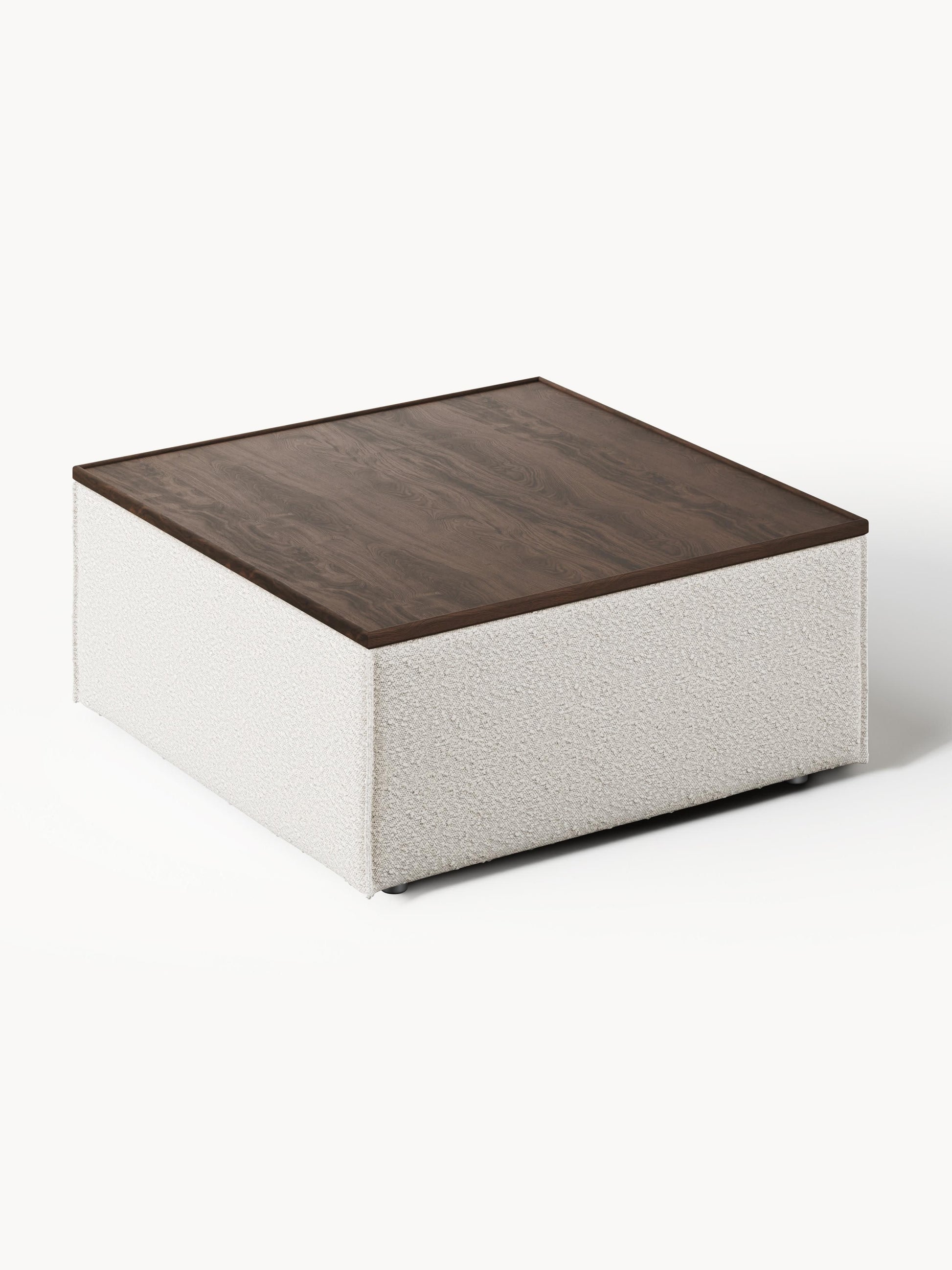 Sofa-Hocker Lennon aus Bouclé mit Stauraum