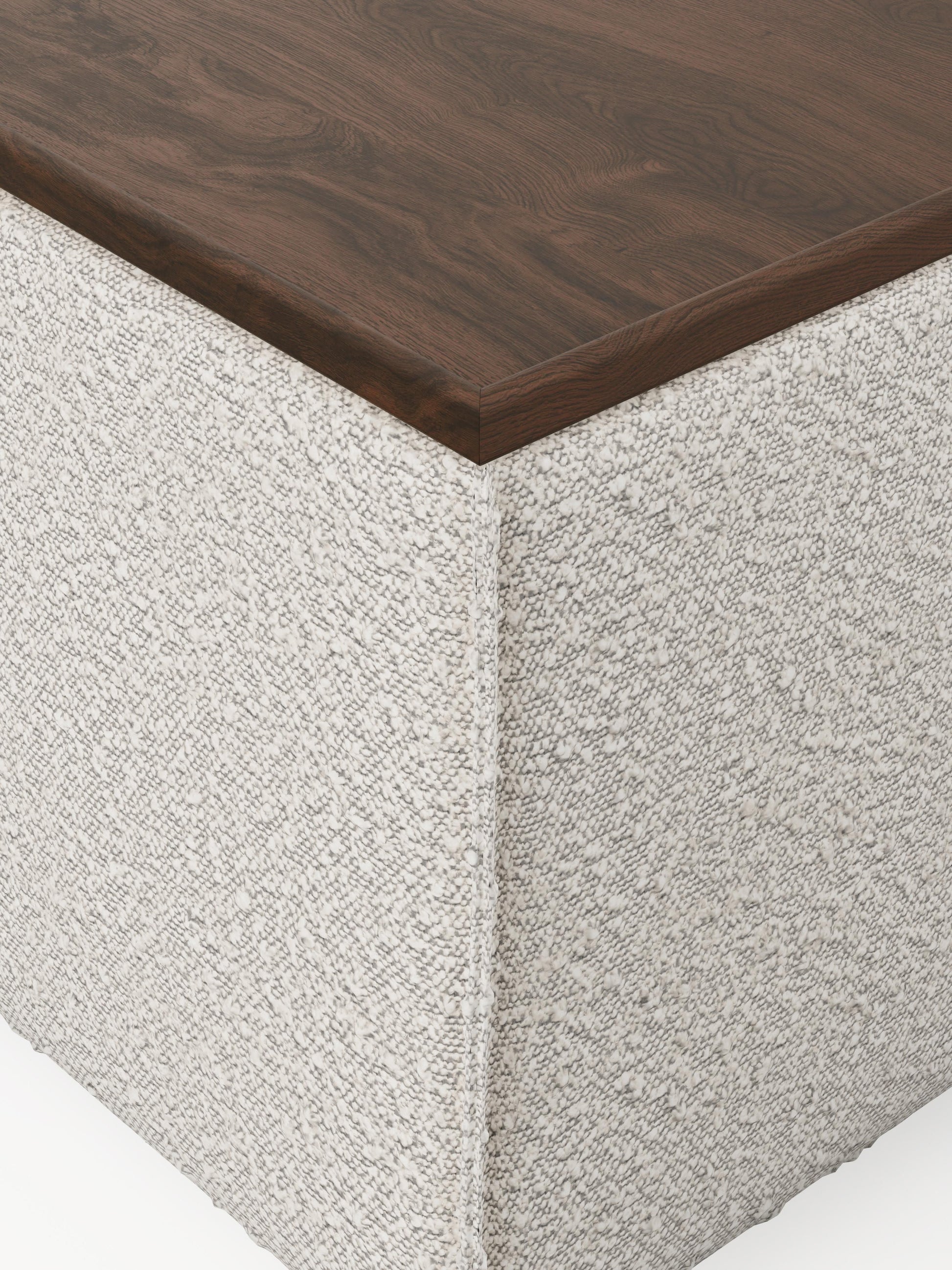 Sofa-Hocker Lennon aus Bouclé mit Stauraum