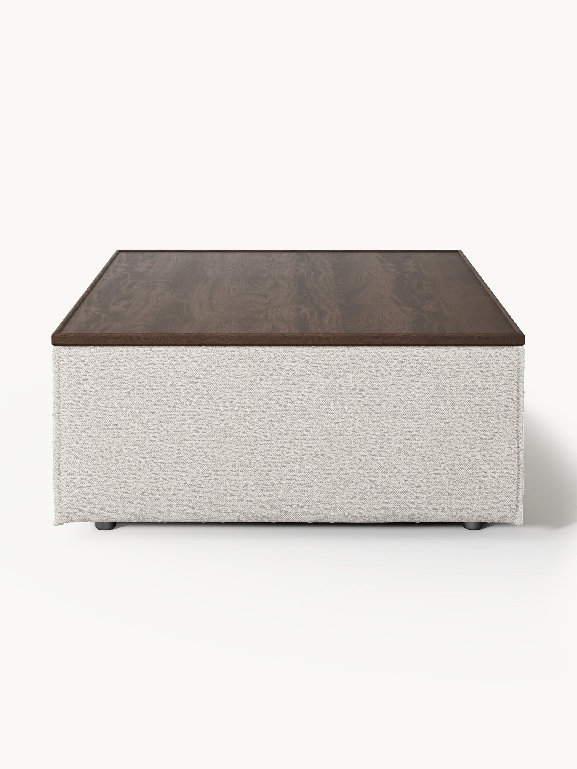 Sofa-Hocker Lennon aus Bouclé mit Stauraum