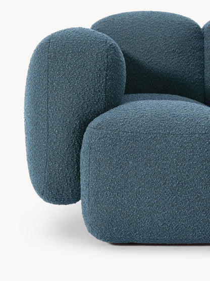 Modulares Sofa Tayla (4-Sitzer) aus Bouclé mit Hocker (links/rechts)