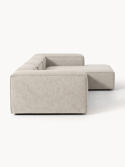 Modulares Ecksofa Lennon (4-Sitzer) aus Leinen-Mix