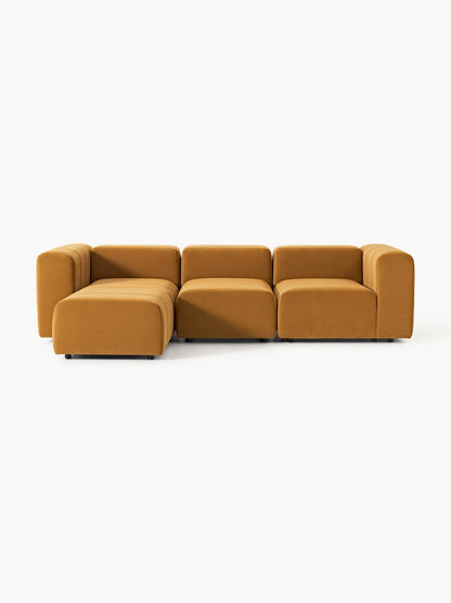 Galeriebild 1 - Modulares Samt-Sofa Lena (4-Sitzer) mit Hocker (links/rechts)
