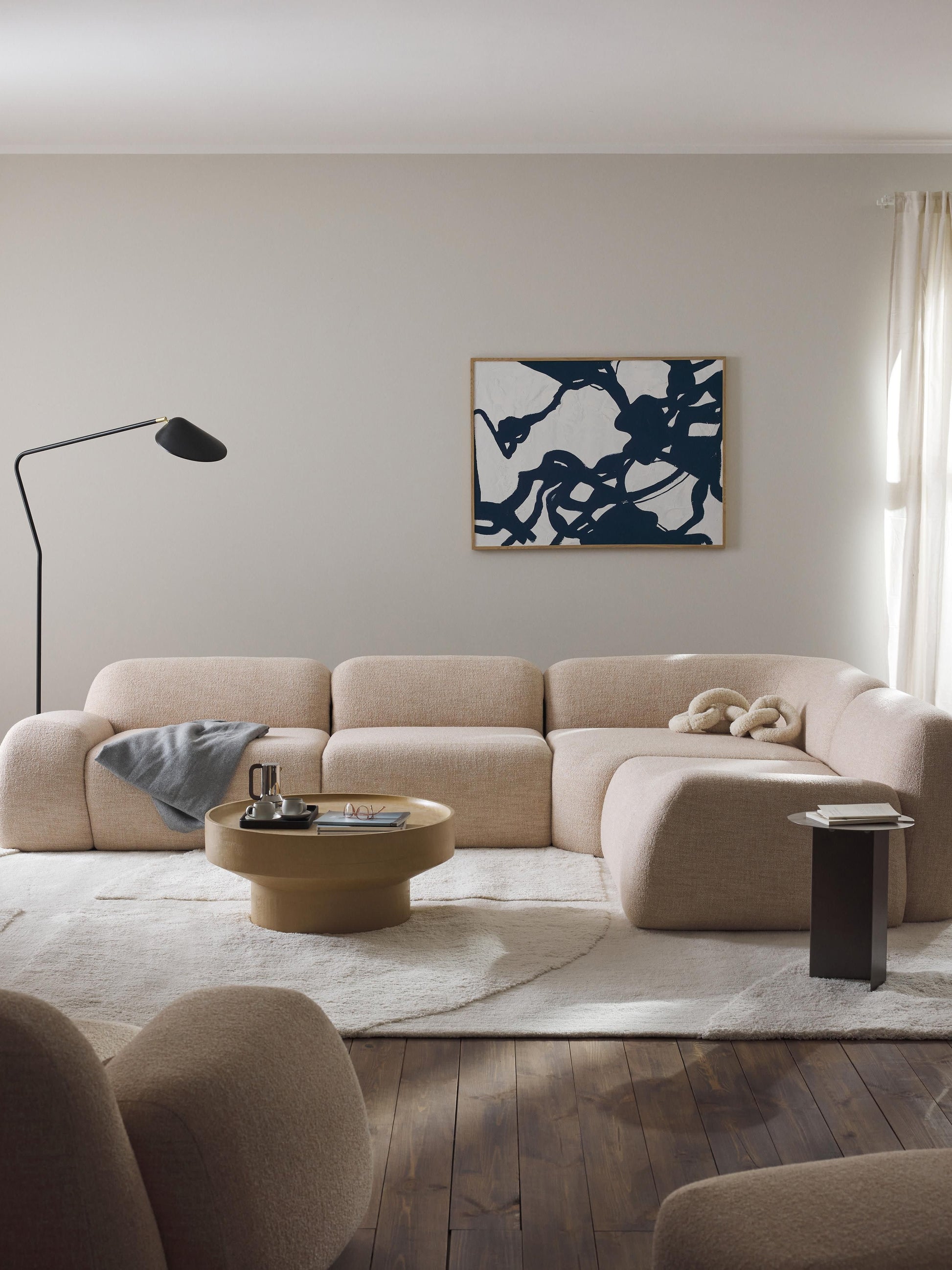 Modulares Bouclé-Ecksofa Wolke (4-Sitzer)