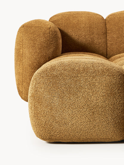 Modulares Sofa Tayla (3-Sitzer) aus Teddy-Bouclé mit Hocker (links/rechts)